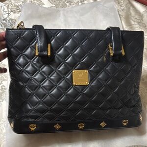 Black Quilted Leather Tote Bag